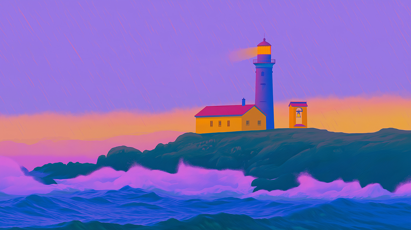 Lighthouse holding steady in a storm
